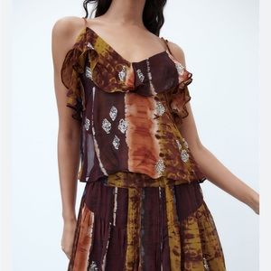 Zara EMBROIDERED STRAPPY TOP